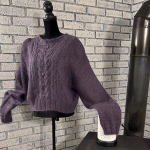 Liz Wear Chic Cable Knit Sweater in Deep Purple
